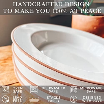 Mora Ceramic Wide Rimmed Soup Bowl Set for Pasta and More