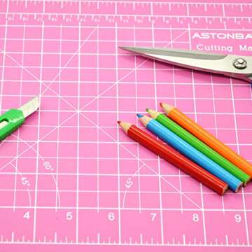 ASTONBAY A4 Pink Cutting Mat, 12"x9" Self Healing Pad for Sewing Table, Double-Sided PVC Desk Ruler ...