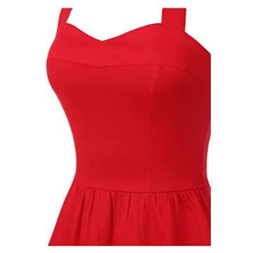 Topdress Women's Vintage Polka Audrey Dress 1950s Halter Retro Cocktail Dress Red XLarge