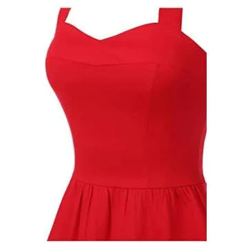 Topdress Women's Vintage Polka Audrey Dress 1950s Halter Retro Cocktail Dress Red XLarge