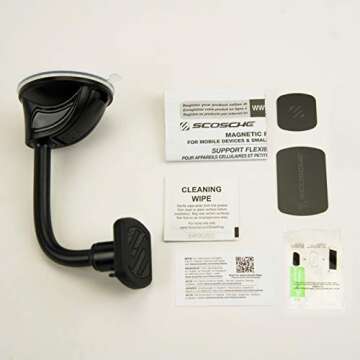 Scosche MAGWDM MagicMount Flex Neck Suction Cup Car Phone Mount for Dashboard/Windshield, 360° Adjustable Magnetic Head, Universal Cell Phone Holder Compatible with iPhone, Samsung & All Devices