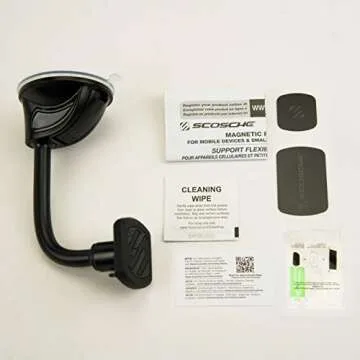 Scosche MAGWDM MagicMount Flex Neck Suction Cup Car Phone Mount for Dashboard/Windshield, 360° Adjustable Magnetic Head, Universal Cell Phone Holder Compatible with iPhone, Samsung & All Devices