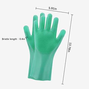 Y-LIFE Magic Wash Gloves, Reusable Silicone Dishwashing Gloves with Scrubbers for Kitchen, Bathroom ...