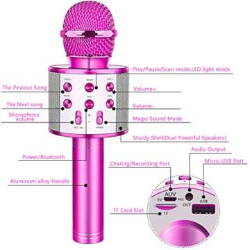 Wireless Bluetooth Karaoke Microphone Machine,Portable Handheld Karaoke Bluetooth Handheld Karaoke S...