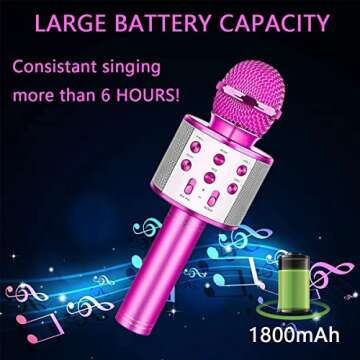 Wireless Bluetooth Karaoke Microphone Machine,Portable Handheld Karaoke Bluetooth Handheld Karaoke Speaker Player Machine for Kids Adults Home KTV Party for Android/iOS/Ipad/Pc Girl Boy (Pink)