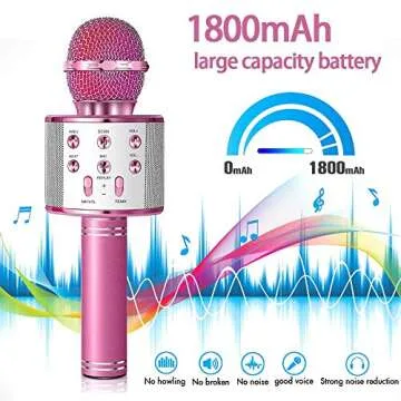Wireless Bluetooth Karaoke Microphone Machine,Portable Handheld Karaoke Bluetooth Handheld Karaoke Speaker Player Machine for Kids Adults Home KTV Party for Android/iOS/Ipad/Pc Girl Boy (Pink)