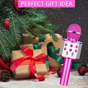 Wireless Bluetooth Karaoke Microphone Machine,Portable Handheld Karaoke Bluetooth Handheld Karaoke Speaker Player Machine for Kids Adults Home KTV Party for Android/iOS/Ipad/Pc Girl Boy (Pink)