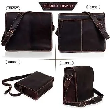 Stylish Leather Crossbody Bag for iPad & Essentials
