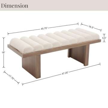 Ya-Home Modern Classic Bench, 47.25” Upholstered Linen End of Bed Bench Entryway Bench with Cylind...