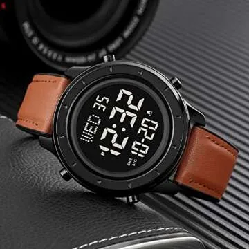 ZOLOHONI Men's Leather Watch - Digital, Waterproof, and Stylish!