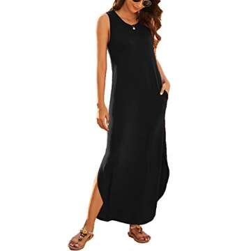 Hount Beach Dresses for Women 2025 Casual Summer Sundresses Sleeveless Side Split Long Maxi Dress wi...