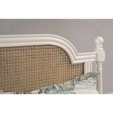 Hillsdale Melanie Coastal Wood King Cane Headboard with Frame in White