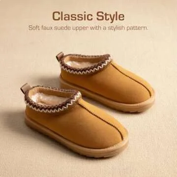 DREAM PAIRS Kids Indoor Outdoor Fuzzy Slippers - Stylish Winter Footwear