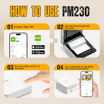 Nelko PM230 Mini Bluetooth Sticker Printer with Paper