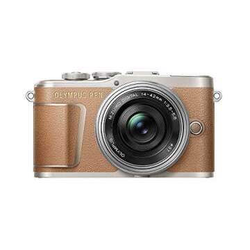 OM SYSTEM OLYMPUS PEN E-PL9 Kit with 14-42mm EZ Lens, Camera Bag, and Memory Card (Honey Brown)