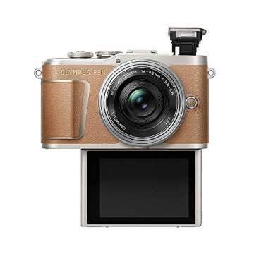 OM SYSTEM OLYMPUS PEN E-PL9 Kit with 14-42mm EZ Lens, Camera Bag, and Memory Card (Honey Brown)