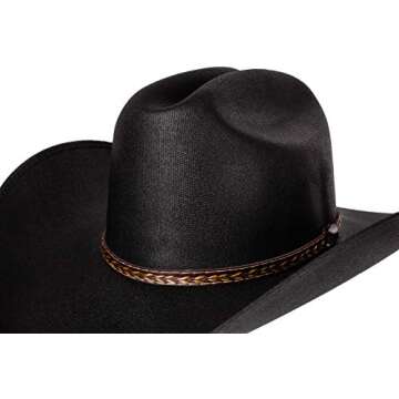 Queue Essentials Western Style Pinch Front Straw Canvas Cowboy Cowgirl Hat (Canvas Black, LXL)