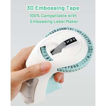 Compatible with Dymo Embossing Label Maker Refills, Suminey Black 3D Plastic Embossing Label Tape for Organizer Xpress Pro 12965 12966 Office Mate II 1540 154000, 3/8 Inch X 9.8 Feet,5-roll Pack