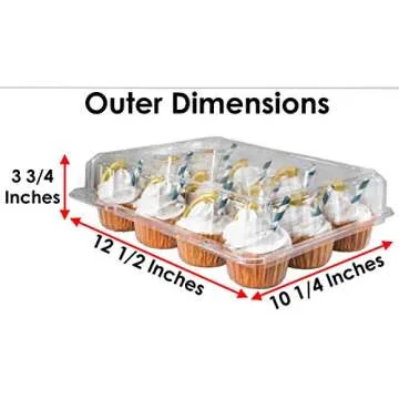 Katgely Cupcake Containers 12 Count Clear Plastic Boxes