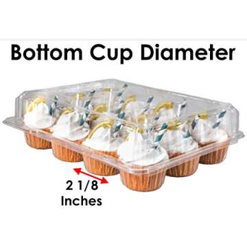 Katgely Cupcake Containers 12 Count (pack of 12), Clear Plastic Cupcake Boxes 12 Count, Deep Dome, Stackable, Disposable & BPA-Free