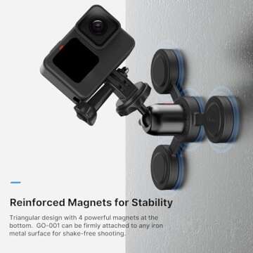 ULANZ GO-001 Camera Suction Car Mount - Triple Suction for Action Cameras