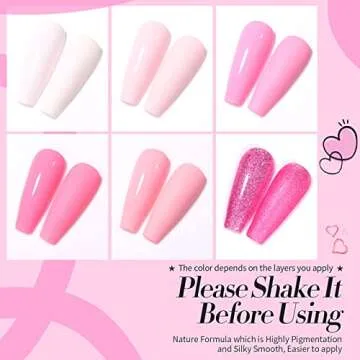 Born Pretty Pink Gel Nail Polish Set 6 Colors Sweet Lovely Nude Pink White Colors Nail Art DIY Manic...