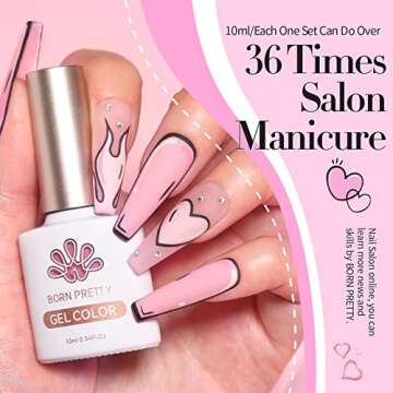 Born Pretty Pink Gel Nail Polish Set 6 Colors Sweet Lovely Nude Pink White Colors Nail Art DIY Manicure Salon Home 7ML