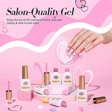 Born Pretty Pink Gel Nail Polish Set 6 Colors Sweet Lovely Nude Pink White Colors Nail Art DIY Manicure Salon Home 7ML