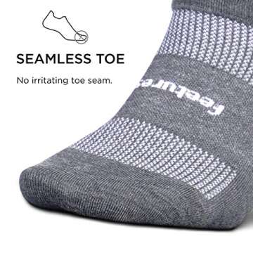 Feetures! Men's High Performance Ultra Light No Show Tab, Heather Gray, Medium