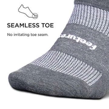 Feetures! Men's High Performance Ultra Light No Show Tab, Heather Gray, Medium