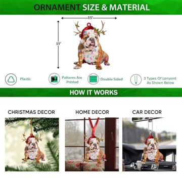 Talataca English Bulldog Flat Christmas Ornament for Pet Lovers