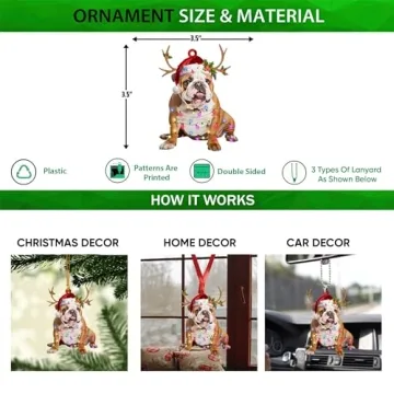 Talataca English Bulldog Flat Christmas Ornament for Pet Lovers