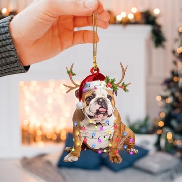 Talataca English Bulldog Flat Christmas Ornament for Pet Lovers