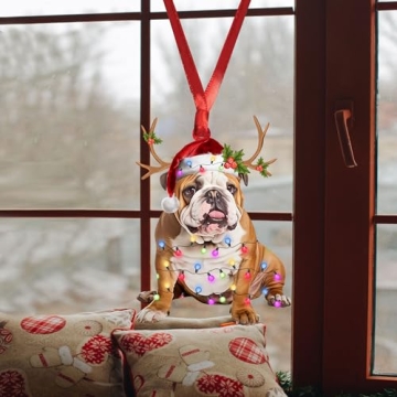 Talataca English Bulldog Flat Christmas Ornament for Pet Lovers
