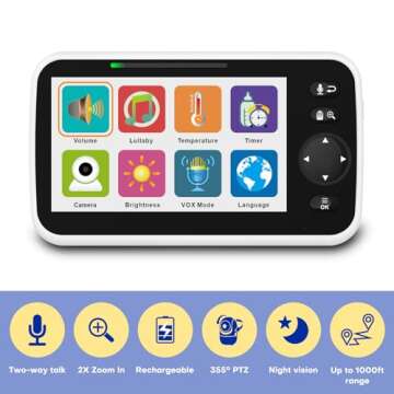 Maxi Cosi Baby Monitor with Camera and Audio, 5'' Sreen Baby Monitor No WiFi, 30-Hour Battery, Pan-T...