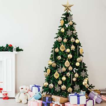 NJN 100pcs Assorted Gold Christmas Ornaments Set