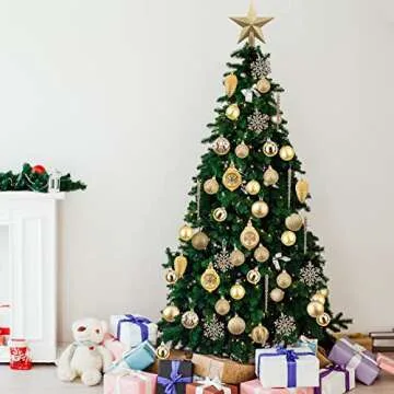 NJN 100pcs Assorted Gold Christmas Ornaments Set