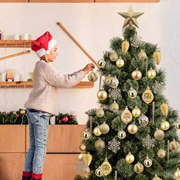 NJN 100pcs Assorted Gold Christmas Ornaments Set