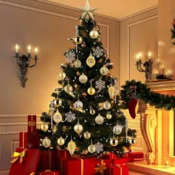 NJN 100pcs Assorted Gold Christmas Ornaments Set