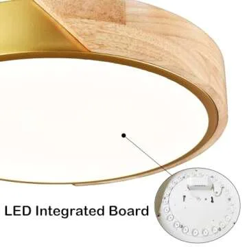 TEENYO Modern LED Flush Mount 12 Inch Gold Round Ceiling Light 2-Pack 4000K Wood Flush Mount Light Fixture Low Profile for Hallway, Bedroom, Bathroom, Foyer, Entryway