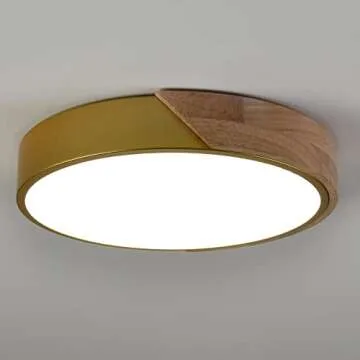 TEENYO Modern LED Flush Mount 12 Inch Gold Round Ceiling Light 2-Pack 4000K Wood Flush Mount Light Fixture Low Profile for Hallway, Bedroom, Bathroom, Foyer, Entryway