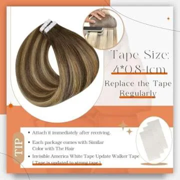 Full Shine Tape in Hair Extensions Human Hair 24 Inch Seamless Tape in Extensions Medium Brown to Honey Blonde Balayage Skin Weft Tape Hair 20 Pcs 50 Gram Tape in Human Hair Extensions