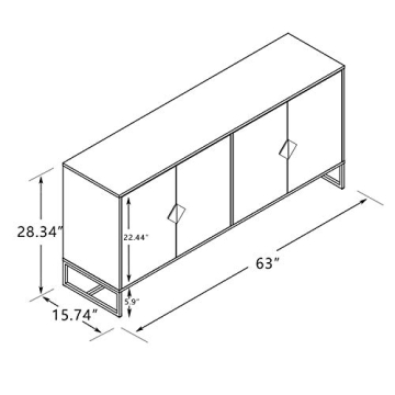 RASOO White Buffet Cabinet with 4 Doors and Adjustable Shelves