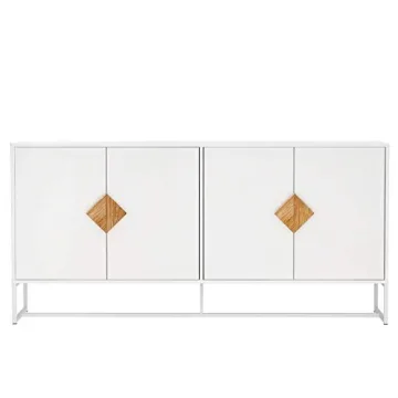 RASOO White Buffet Cabinet with 4 Doors and Adjustable Shelves