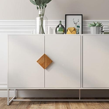 RASOO White Buffet Cabinet with 4 Doors and Adjustable Shelves