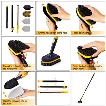 Yocada Tub Tile Scrubber Brush with 58.2 Inch Adjustable Pole for Effortless Cleaning