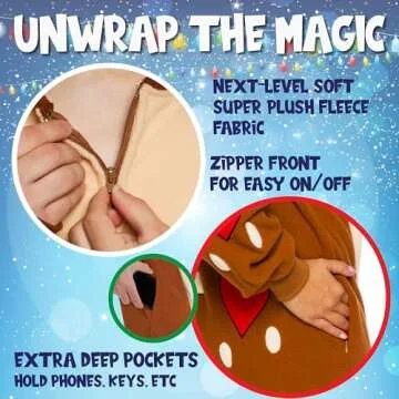 Womens Reindeer Costume - Plush Holiday Onesie - One Piece Pajama by FUNZIEZ! (Medium)
