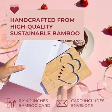 HeartSpace Cards Love & Valentine Card, Handmade Bamboo Valentine's Cards, Valentines Day Cards for Her, Wife, Adults,Valentines Day Card Wife, Valentines Gifts, Valentine Day Gift Him, Classic Hearts