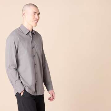 Amazon Essentials Men's Regular-Fit Long-Sleeve Casual Poplin Shirt, Grey, XX-Large