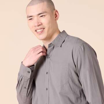 Amazon Essentials Men's Regular-Fit Long-Sleeve Casual Poplin Shirt, Grey, XX-Large